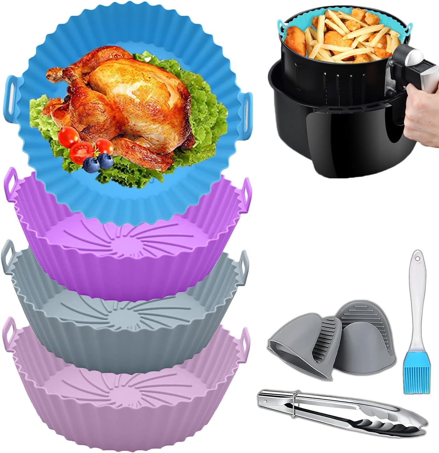 Silicone Air Fryer Liners4 Pack Air Fryer Silicone Liners