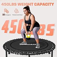 Vista 3 de BCAN 450LBS/550LBS Foldable Mini Trampoline, 40"/48" Adult Fitness Trampoline with Durable Bungees, Stable & Quiet Exercise Rebounder,Great Mini