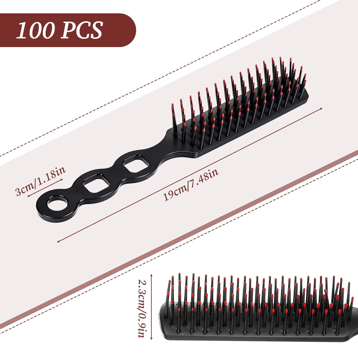 100pcs Bulk Hair Brushes for Homeless Supply Individually Wrapped Disposable Hair Brushes Nylon Bristles Detangling HairBrush Travel Anti Static Bristle Brush for Hotel Nursing Charity Shelter Church