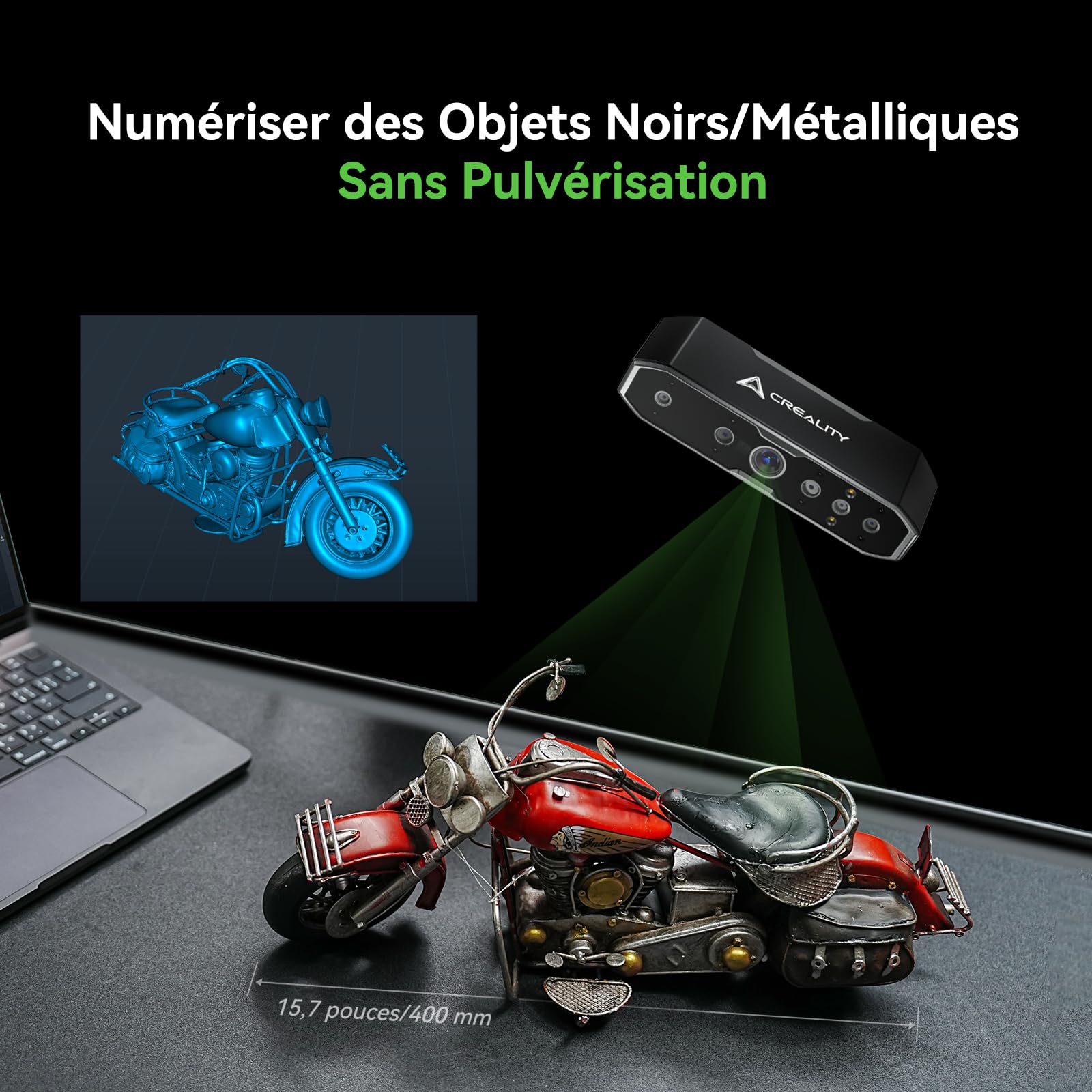 Creality CR-Scan Otter Scanner 3D pour Impression 3D, 20fps avec Vision Stéréo à Quatre Objectifs, Plage de Numérisation de 10 à 2000mm, Suivi Anti-tremblement, Précision de 0,02 mm pour MacOS/Windows
