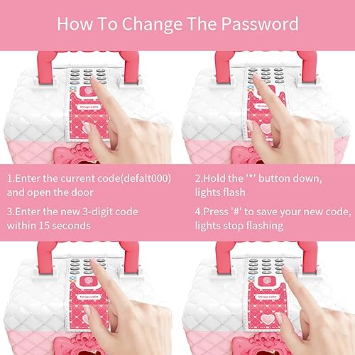 Miniatura 4 de Alcancía para niñas, almacenamiento de monedas, caja de dinero de juguete con contraseña, color rosa