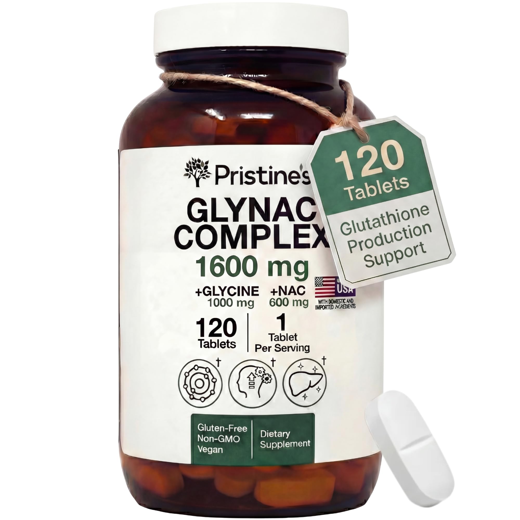 glutathione 1600 GlyNAC Supplement Complex Large Size Tablet 1600MG Production - 3rd Party Tested Healthy Aging, & Cognitive Support Glutathione 1500mg