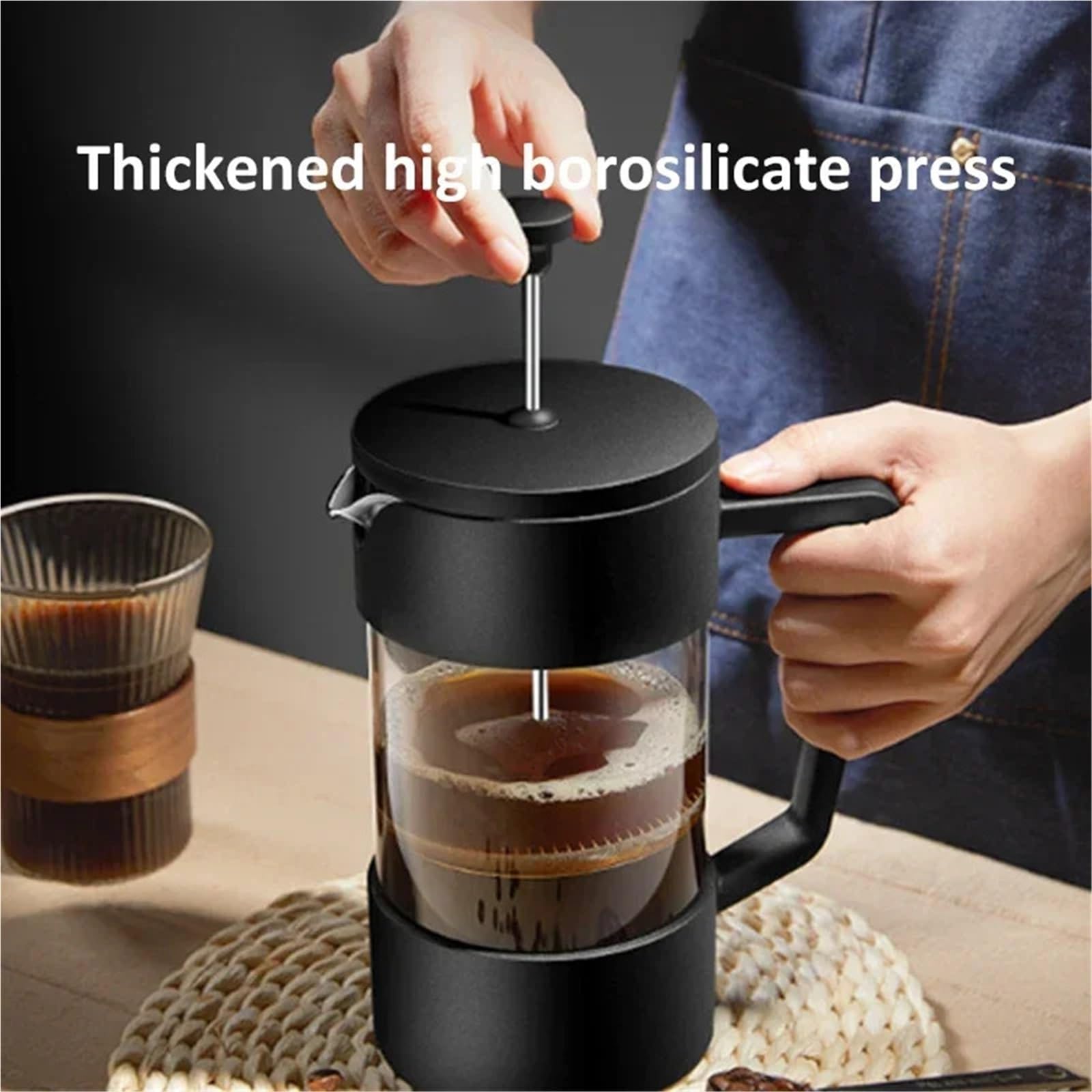 Cold Brew Kaffeekanne 350ML/600ML/1000ML Kaffeemaschine Haus Kaffeemaschine Milchschaum-düse Kaffeezubehör für kaltgebrühten Kaffee(1000ml)