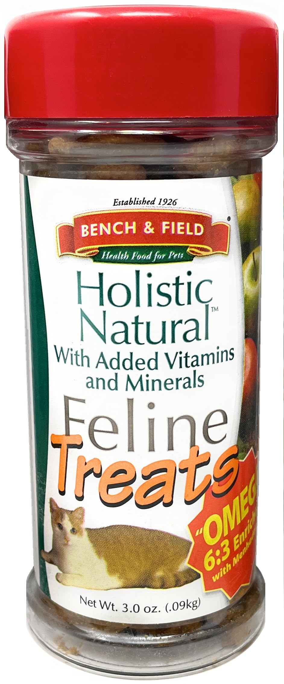 Bench & Field Holistic Natural Healthy Kitty Cat Treats | Crunchy Fish-Shaped Bites | Delicious Seafood Flavored Snack, 3-Ounce Bottle