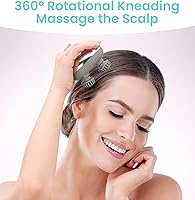 Vista 2 de Masajeador eléctrico portátil para cuero cabelludo con calor, recargable IPX7, impermeable, con 100 nodos de amasamiento, 3 modos de velocidad, 2