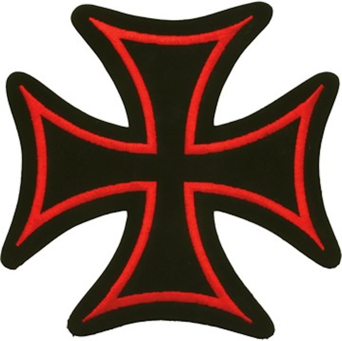 Red Iron Cross with Black Border Medium Motorcycle Vest Patch 5.5 x 5