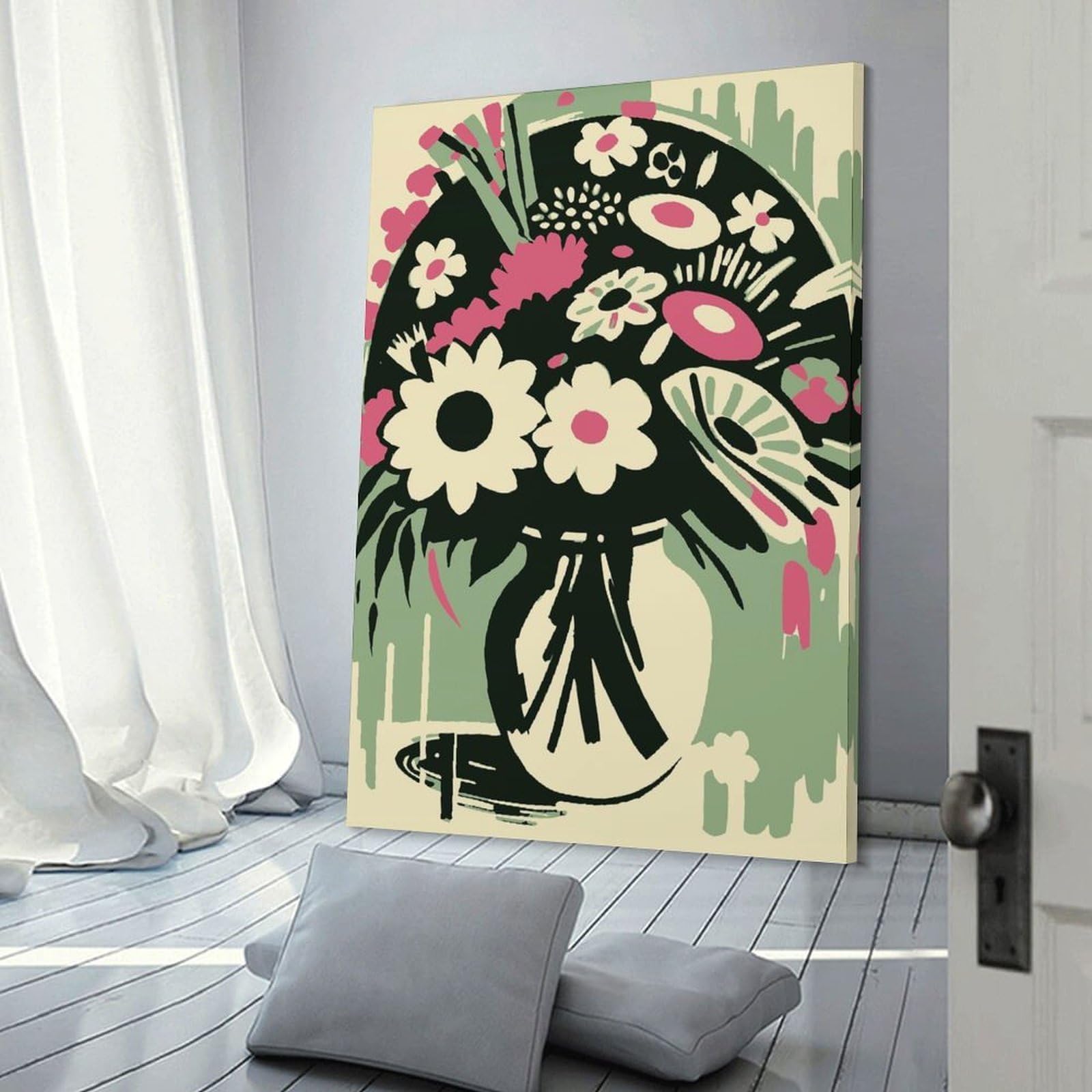 Junmoney Frame-Style-24 Decorative Canvas Print Sophia Bouquet Of Flowers, 24X36inch(60X90cm), For Home Office, Desk Area Or Studio, Home Office Artwork With Decorative Appeal