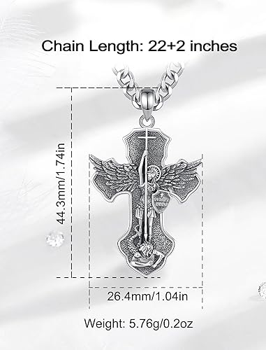 Miniatura 6 de INFUSEU Regalos religiosos únicos para hombres y mujeres, collares con colgante de San Miguel, San Cristóbal, San Benito, Virgen María