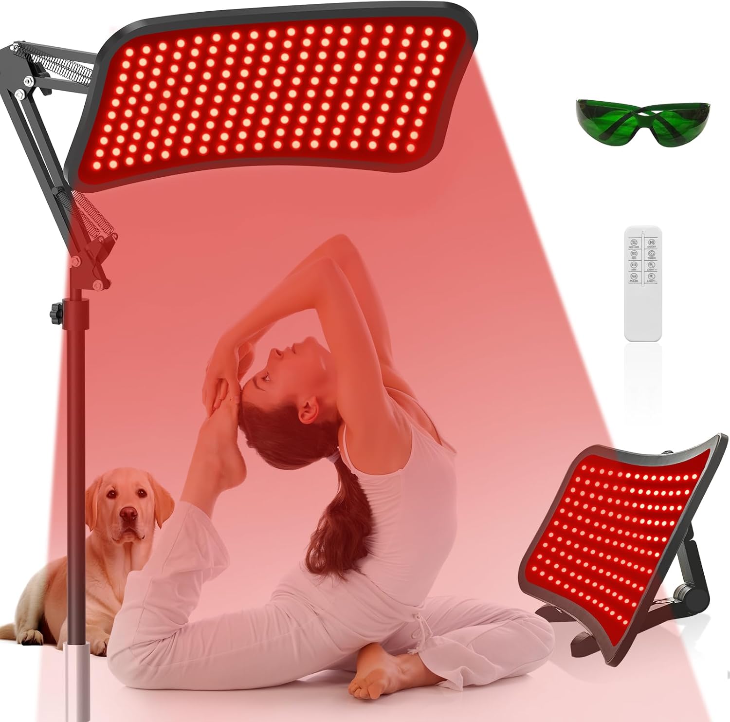 Red Light Therapy for Face Body, Advanced 2-in-1 Red Light Therapy Lamp with Desktop Stand, Tri-Wavelength 660nm, 850nm, 940nm Infrared Light Panel with Timer for Skin Care, Full Body Pain Relief