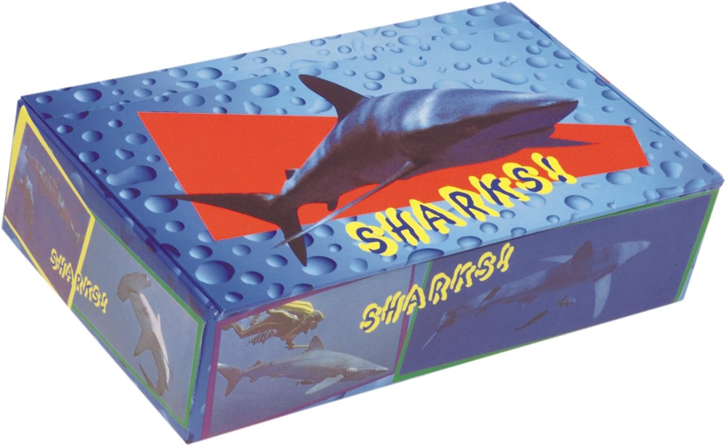 Aurora GB Shark Pencil Box, 8 9/16 in. L x 5 in. W x 2 1/4 in. H, "Cigar Box" styled Hinged Lid, Recyclable, Made in USA (AUA98076)