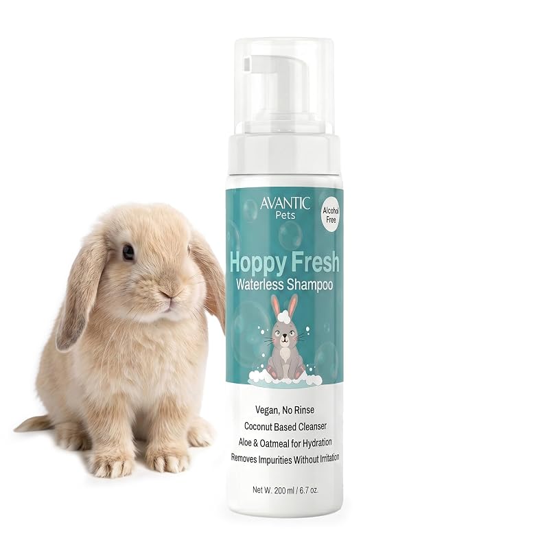 Shampoo seco sem água para coelhos Avantic com espuma de coco, 200 mL