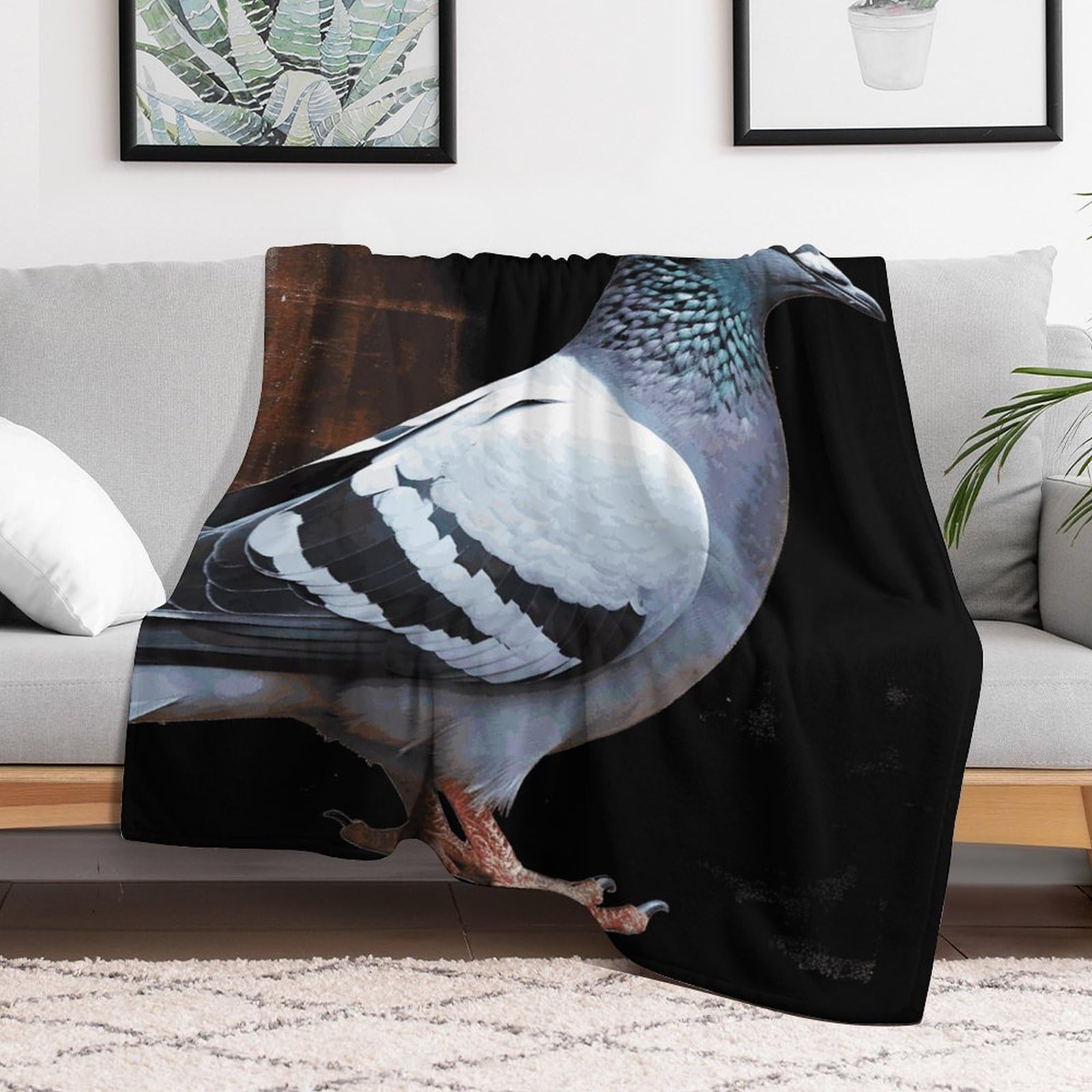 Custom Pigeon Blanket Lightweight Flannel Fleece Throw for Couch Sofa Bed Luxury Soft Cozy Plush Lap Bedtime Blanket for All Seasons Bedroom Home Decor Gifts 50x60