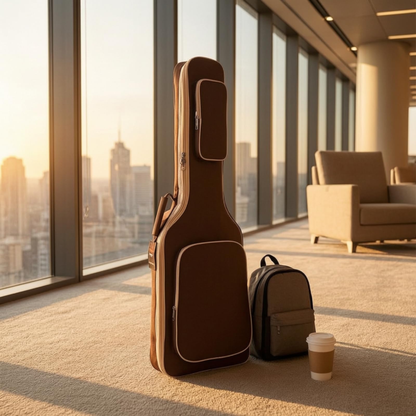 Custodia Chitarra Elettrica Borsa Custodia Sacca Copertura Design Leggero E Slanciato con Spallacci Imbottiti Regolabili, Array, Elettrochitarra Borsa Grigio Chiaro