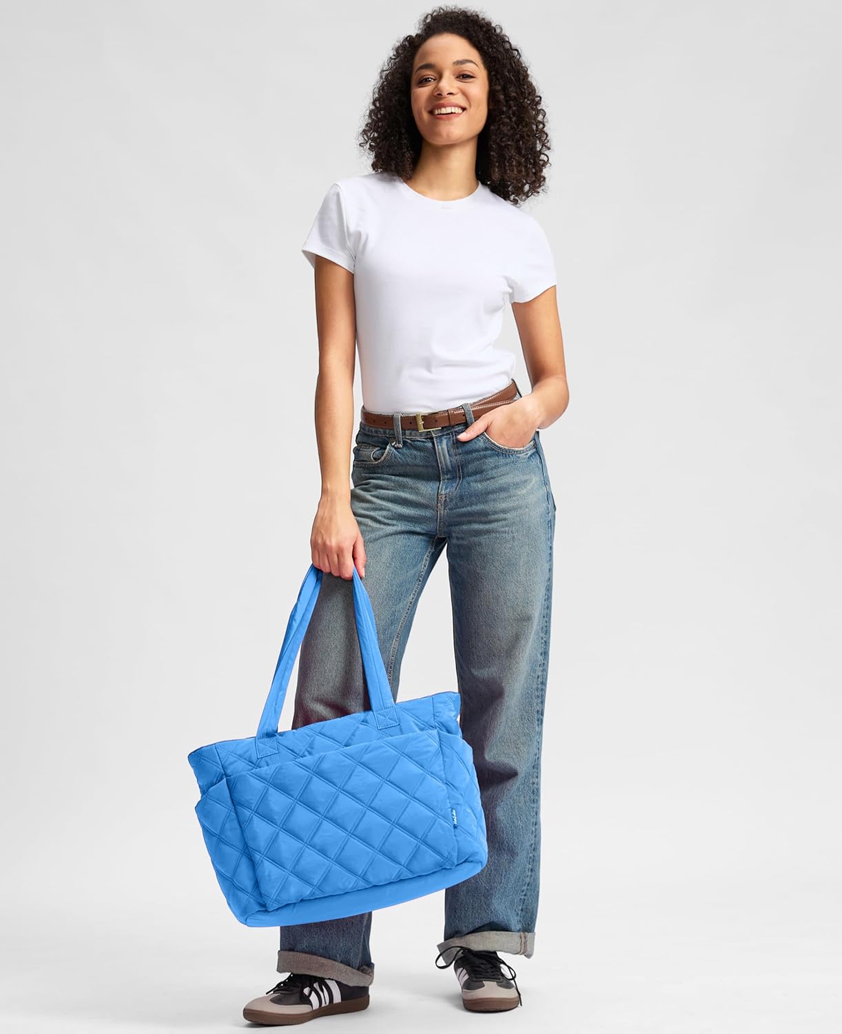 Tote Bag for Women, Lightweight Puffer Tote Work Bags with Compartments for Travel, Quilted Shoulder Bag with Zipper - Image 2