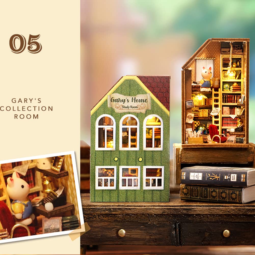 TOPBSFARNY 6 STKS DIY Poppenhuis Kit Creatieve Montage Miniatuur Landschap Poppenhuis Mini World Series Miniatuur Collectie 3D Houten Puzzel voor Chirstmas Speelgoed... (QH-005