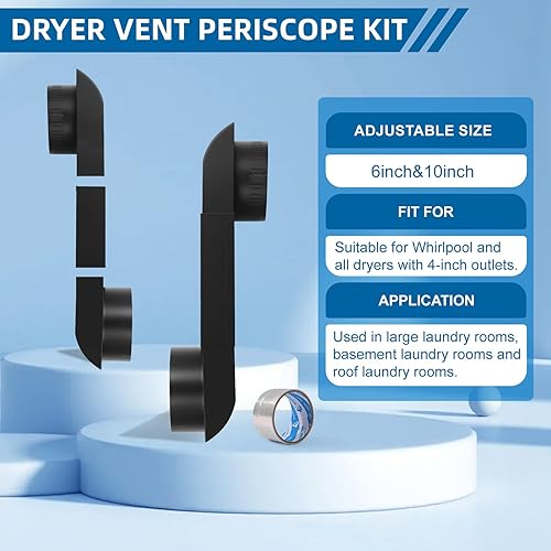 Miniatura 4 de Ventilación de secadora de periscopio mejorada OEM (DIY), diseño de 6.5 y 12 pulgadas, longitud ajustable para espacios reducidos, ventilación