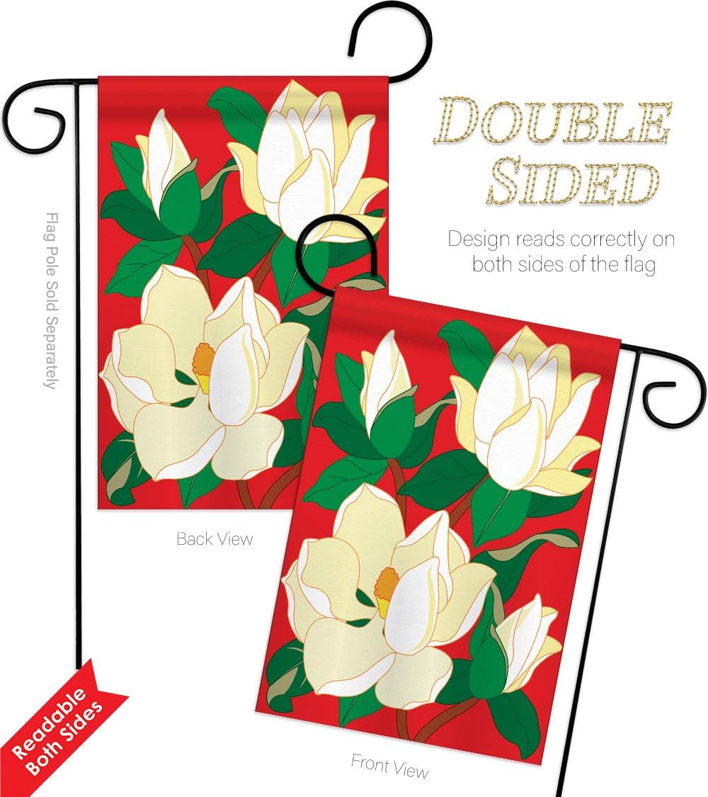 Floral Magnolia Garden House Flags Set Spring Sunflower Tulip Rose Orchid Lilies Season Springtime Flower Wreath Small Decorative Gift Yard Banner Double-Sided Imported 28 X 40