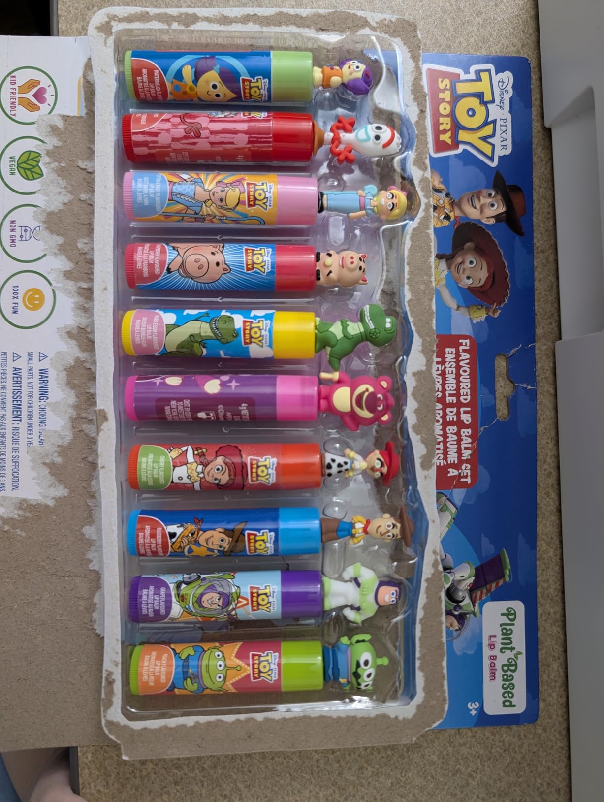 Townley Girl Toy Story 10 Piece Plant Based Lip Balm with Bonus Toppers, Makeup Set for Girls, Boys, Toddlers, Perfect for Gift-Giving, Sleepovers, for Kids, by Townley Girl