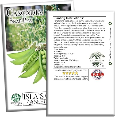 Miniatura 6 de Cultiva crujientes y dulces guisantes cascadia: más de 50 semillas de reliquia sin OMG de Isla's Garden Seeds, cápsulas tiernas para aperitivos,