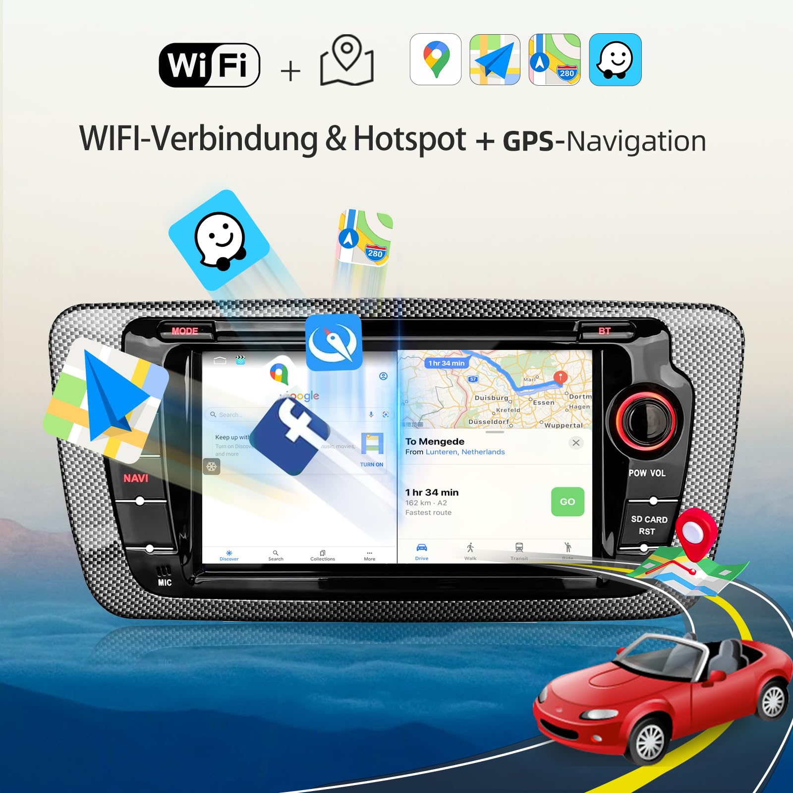 Autoradio für Seat Ibiza IV 6J 2009-2013 Seat Ibiza Autoradio Upgrade 7 Zoll Touchscreen Radio mit Wireless Carplay Android Auto Wireless EQ BT GPS Spiegel FM RDS USB Rückfahrkamera (2+64G)