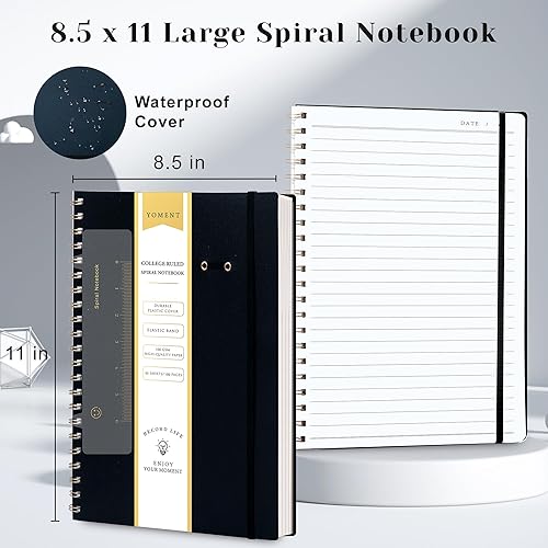 Miniatura 2 de Yoment Paquete de 3 cuadernos en espiral con rayas universitarias A5 encuadernadas en espiral, 160 páginas, papel grueso, tapa dura, cuaderno de