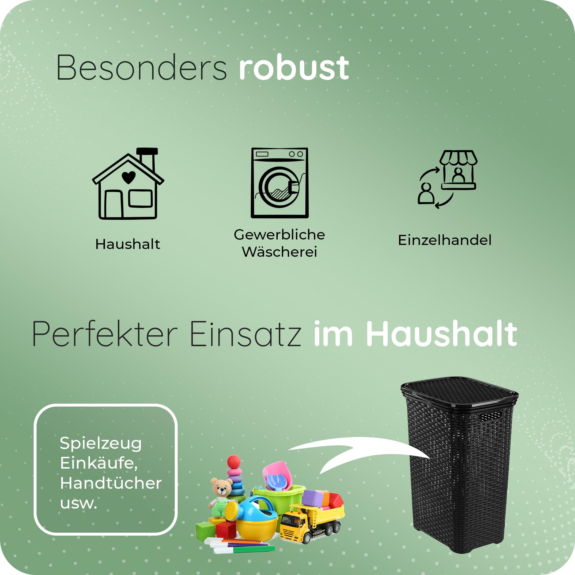 Novaliv 3 Stück Rattan Wäschekorb mit Deckel 60L Schwarz, Wäschebox Set Wäscheeimer Wäschebehälter modern für Bad Wäsche Schmutzwäsche, Wäschekörbe Schmutzwäschebehälter Sammler Korb