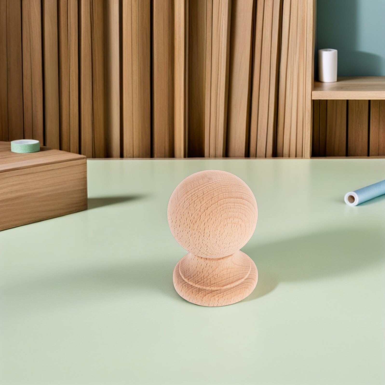 Vaguelly Remate de Madera Maciza en Forma de Bola para Muebles y Escaleras, Estilo Romano Clásico, Fácil Instalación, Adecuado para Decoración de Villas y Renovaciones