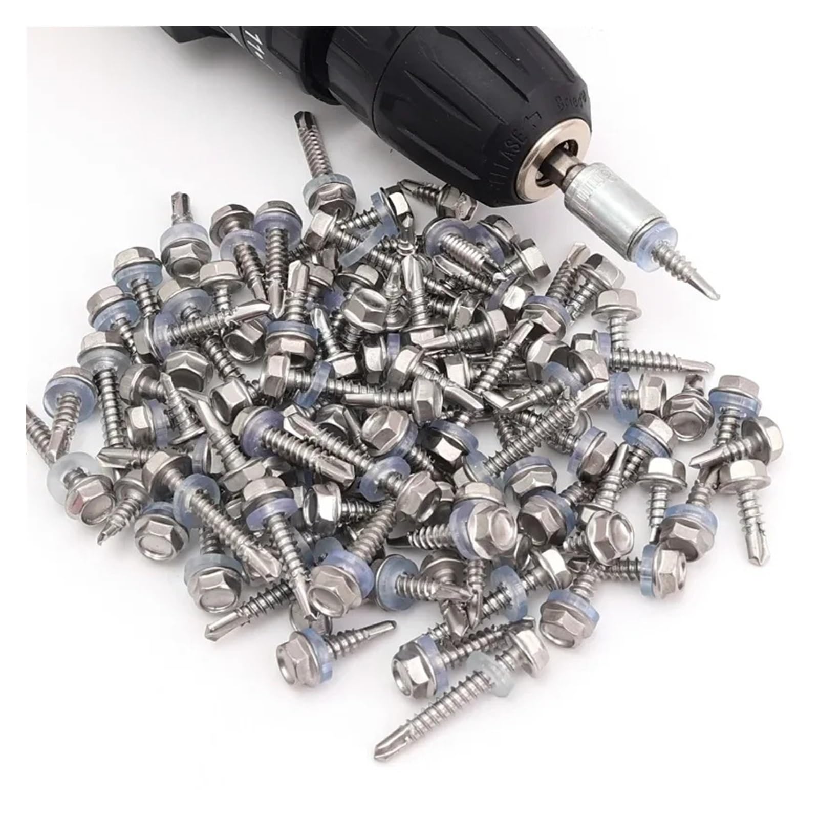 Viti Autofilettanti 20/100pcs Viti con rondella in acciaio inossidabile a testa esagonale autofilettanti Kit di elementi fissaggio Hardware autoperforanti rapidi(100PCS,M4.8x25)