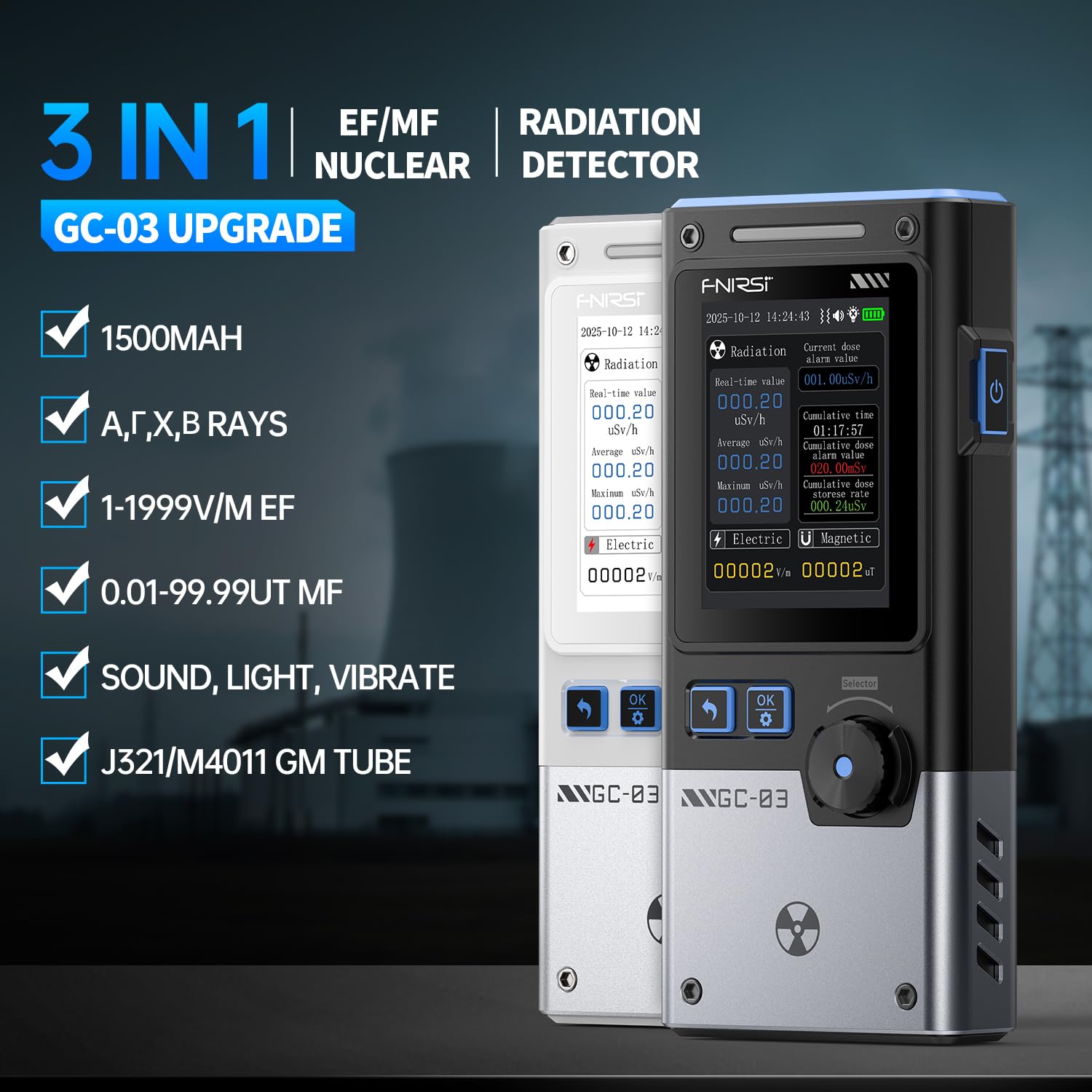 Geigerzähler 3 in 1 Kernstrahlungsdetektor EMF-Messgerät GC-03 Multifunktions-Strahlungsdetektor