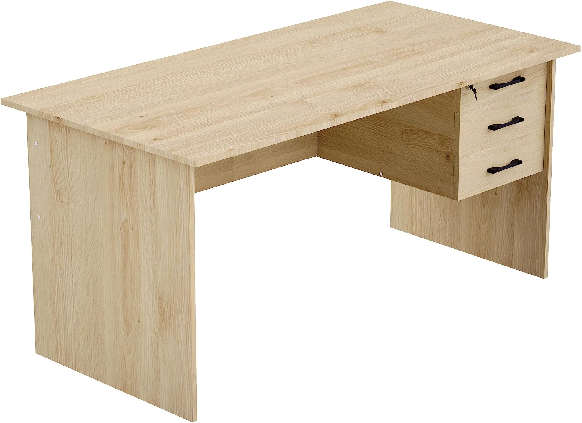 Mahmayi Study Writing Desk, MP1 160x80 Modern Writing Table with Hanging Drawers - Stylish Wood Desk for Home Office, Study, or Workspace - Sleek and Functional Furniture Design - Oak