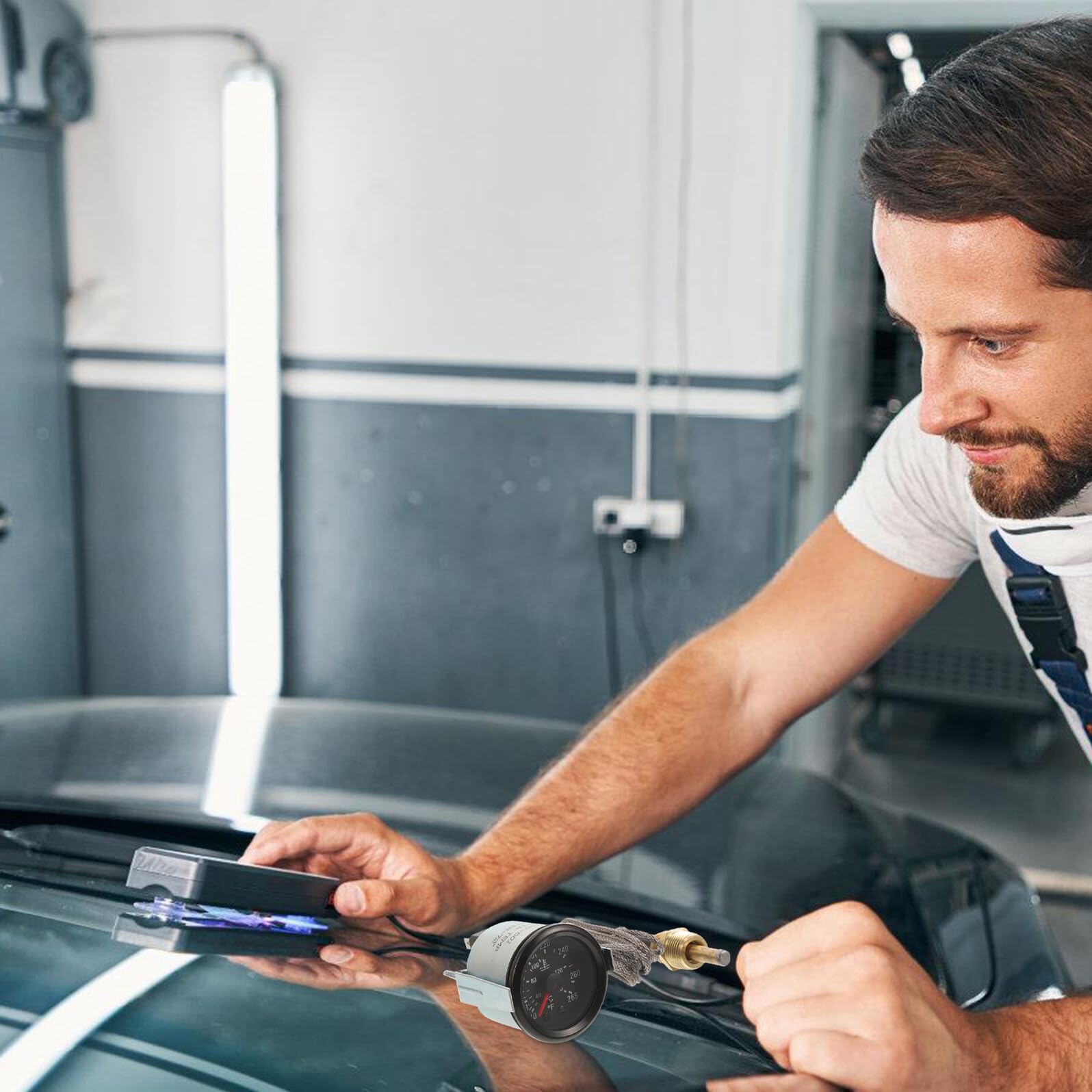 Termometro Meccanico per Acqua con Sensore di Temperatura 52mm 2 Pollici in Metallo e Abs per Auto Protezione Motore e Prevenzione Surriscaldamento Fai da Te