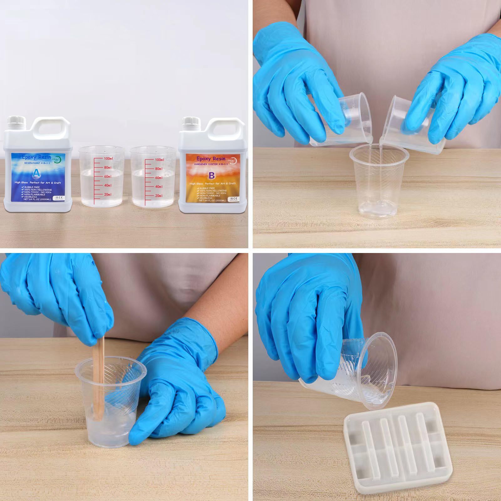 Résine èpoxy 4 Kg Resine Ultra Transparente pour Le Moulage Les Dessus de Table, la Fabrication de Bijoux et la décoration, l'art, l'artisanat, Les Tables de rivière