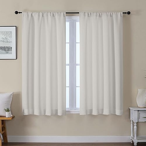 Miniatura 56 de Gwine - Cortinas opacas negras para dormitorio de 84 pulgadas de largo, juego de 2 paneles, cortinas sólidas reductoras de ruido con aislamiento