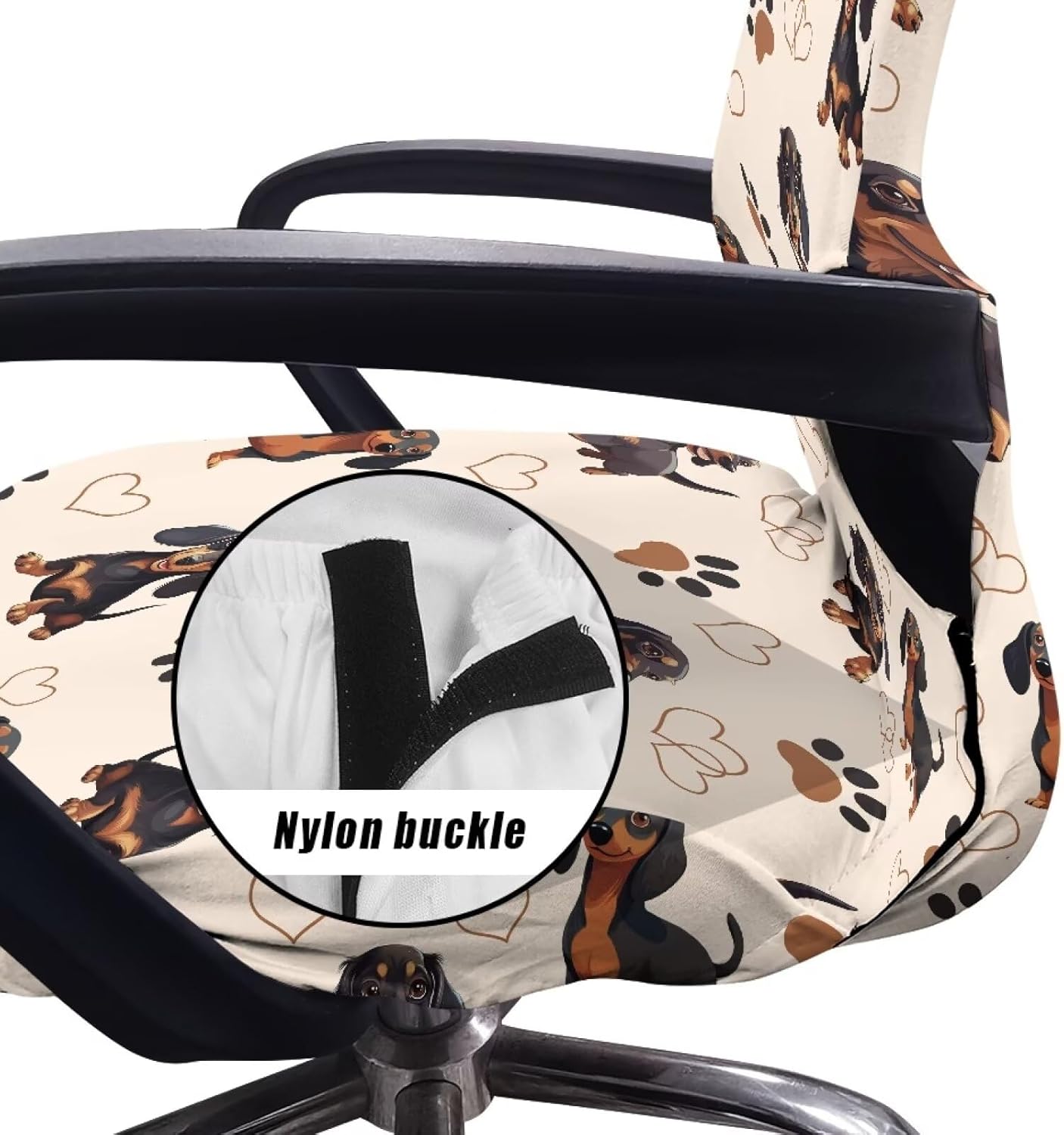 Office Chair Cover, Dog Print Stretchable Dust-Proof Computer Desk Chair Covers Removable Rotating Swivel Chair Slipcover Gift for Women Men