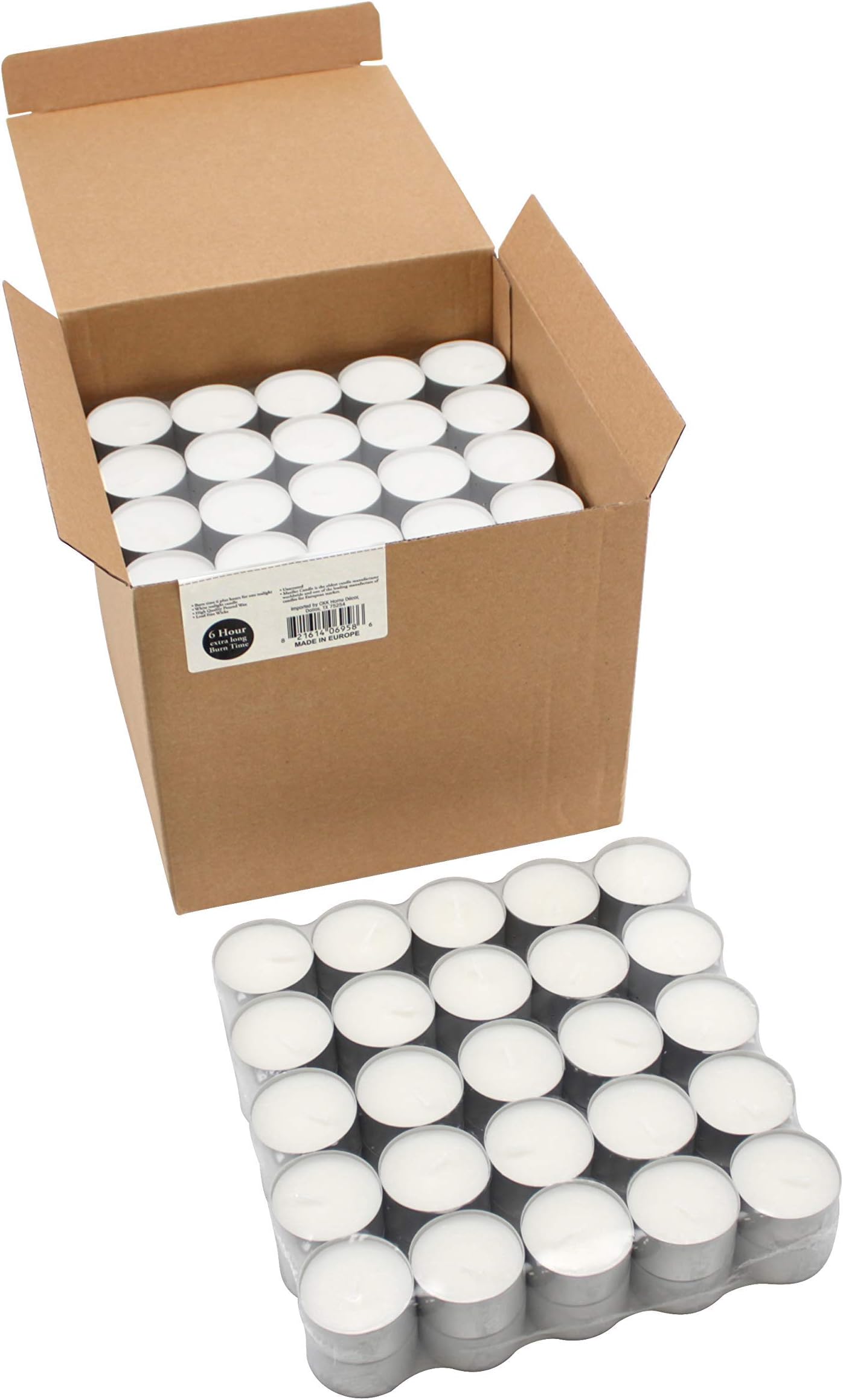 BPA White, 200 Pack, 6-7 Hour Long Burning Unscented Tea Light Candles, 3/4 x 1.5 Inches