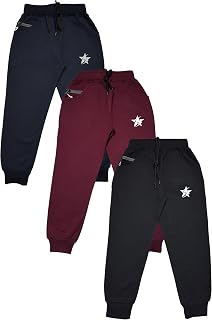 STARLATH Kids Regular Fit Cotton Joggers Track Pants and Pajama Lowers for Boys Combo (Pack of 3) Price In India