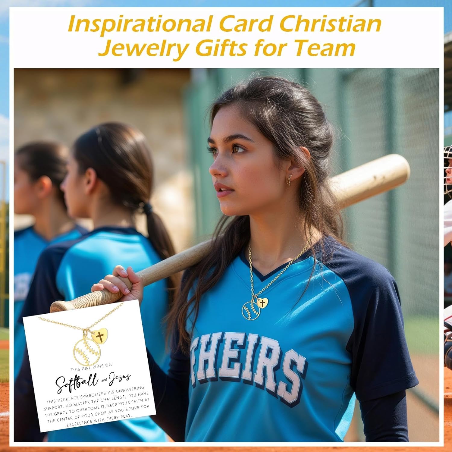 Highergo 12 Sets Team Gifts for Women, Necklace Jewelry Ball Pendant with Inspirational Card Christian Jewelry Gifts for Team