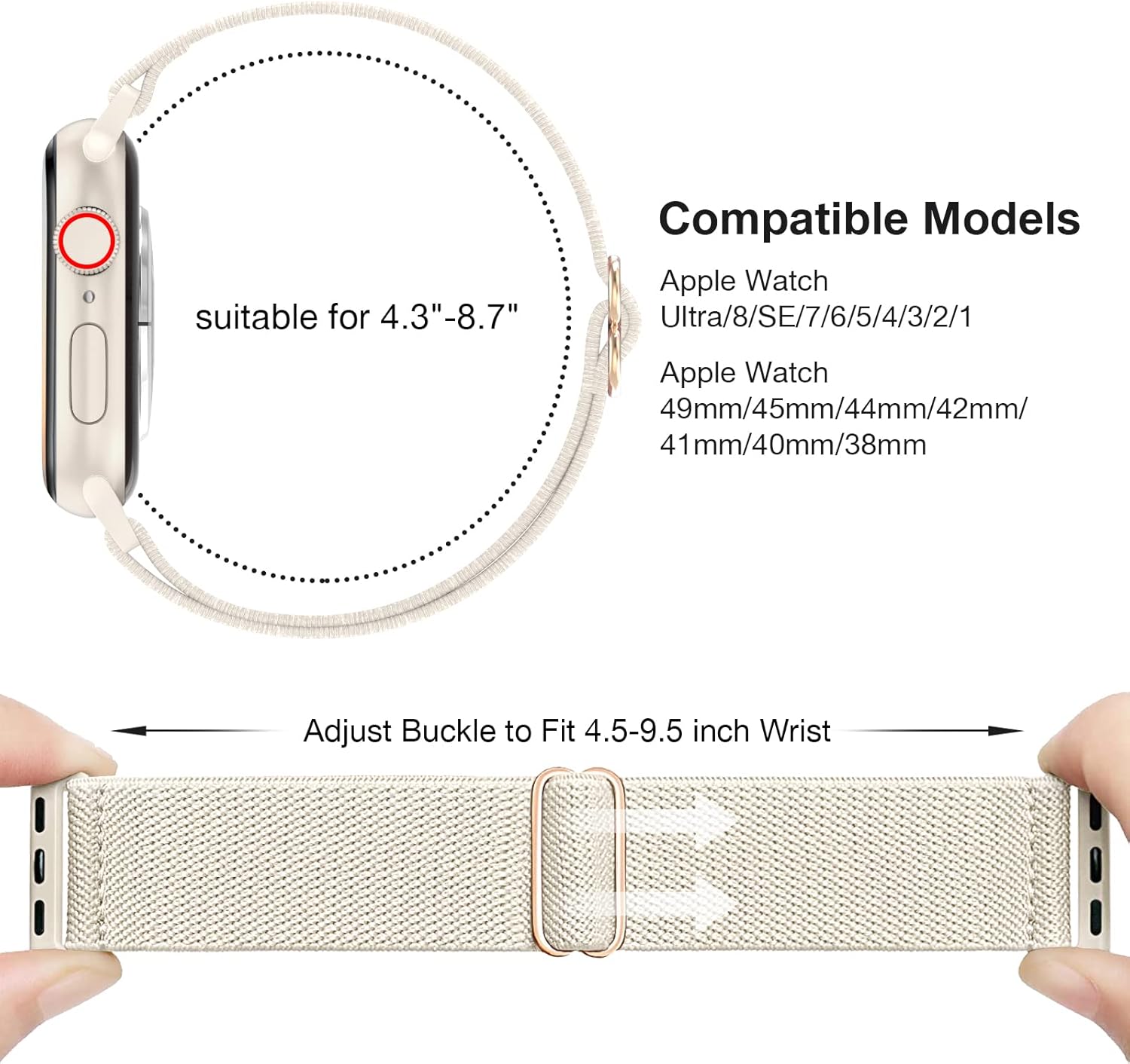 CTYBB 4 Pack Stretchy Nylon Solo Loop Bands Compatible with Apple Watch 40mm 38mm 44mm 49mm 45mm 42mm 41mm, Adjustable Braided Elastic Sport Straps Womens Men Wristbands for iWatch Series 8 7 6 5 4 3 2 1 SE Ultra : Cell Phones & Accessories