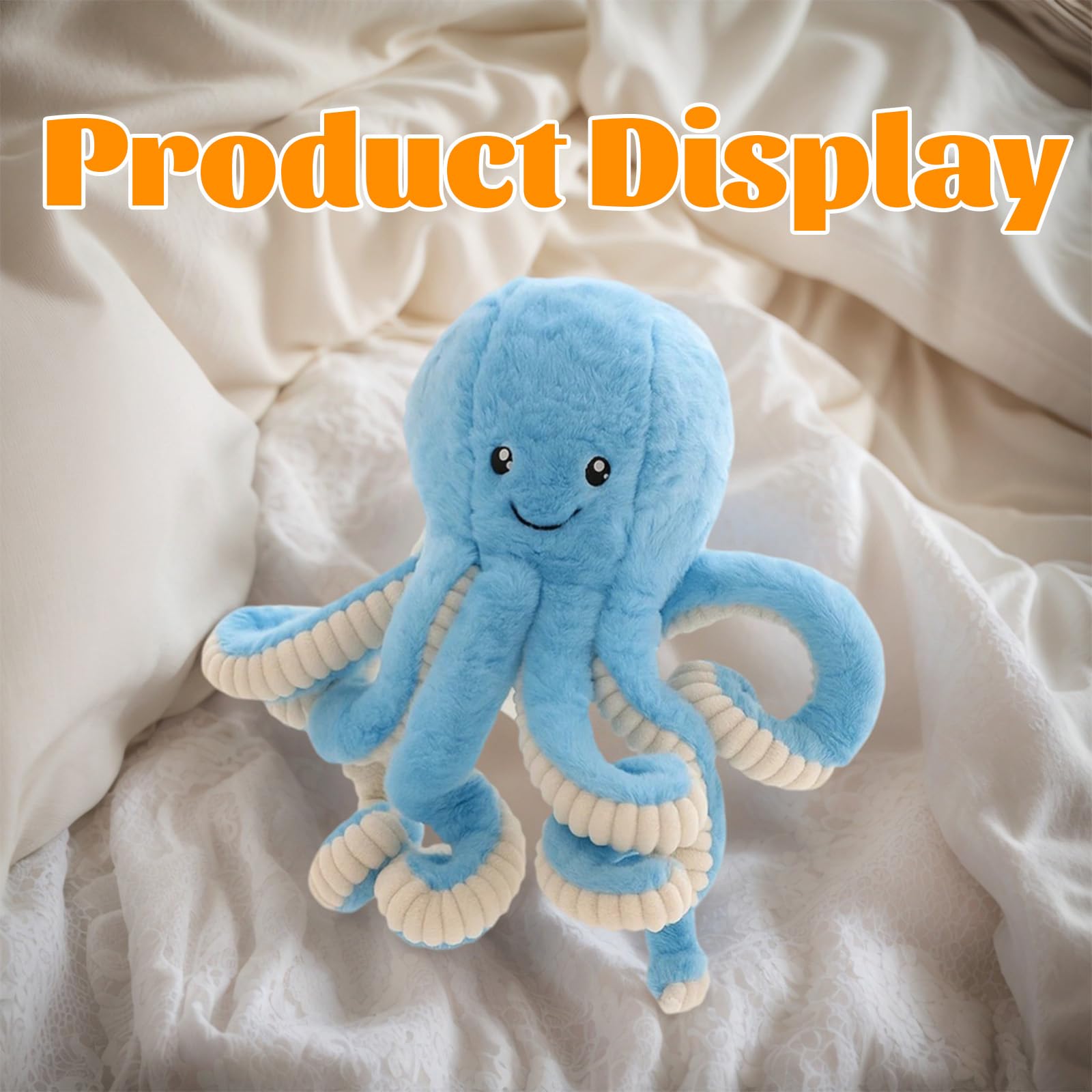 YcsRnn Octopus Toy, Reversible Octopus Plush, Soft and Cuddly Teddy for Kids and Adults Blue Plushie - Image 3