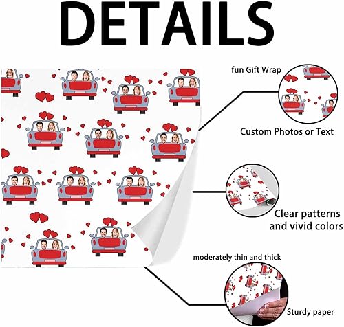 Miniatura 3 de Papel de regalo personalizado, divertido papel de envoltura de regalo, cara, foto, nombre, Día del Padre, rollo de papel de regalo personalizado