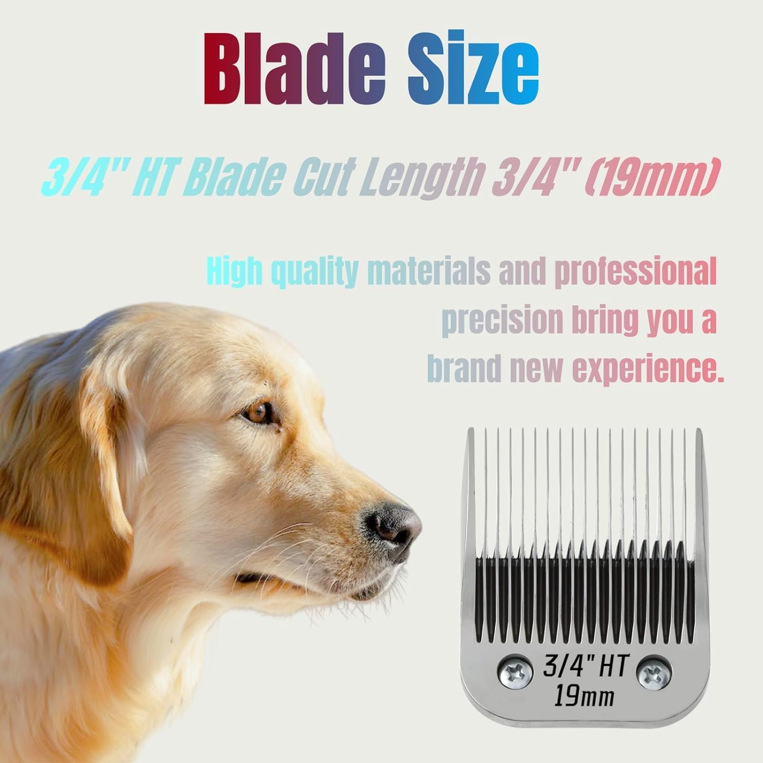 Cuchilla de cerámica extraíble para perros de 3/4 pulgadas, compatible con Ainds, Oster A5, Wahl KM-10 y otras series cortadoras, compatible con Andis Tamaño: 3/4 pulgadas, longitud de corte 19 mm