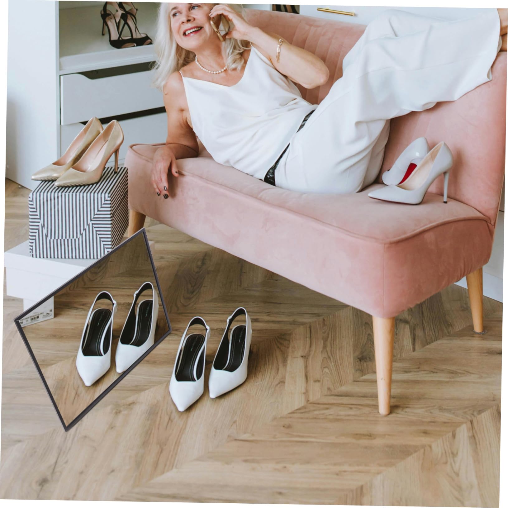 Amazon.co.jp: Alasum 靴試着鏡 フロアミラー アルミ合金フレーム 多