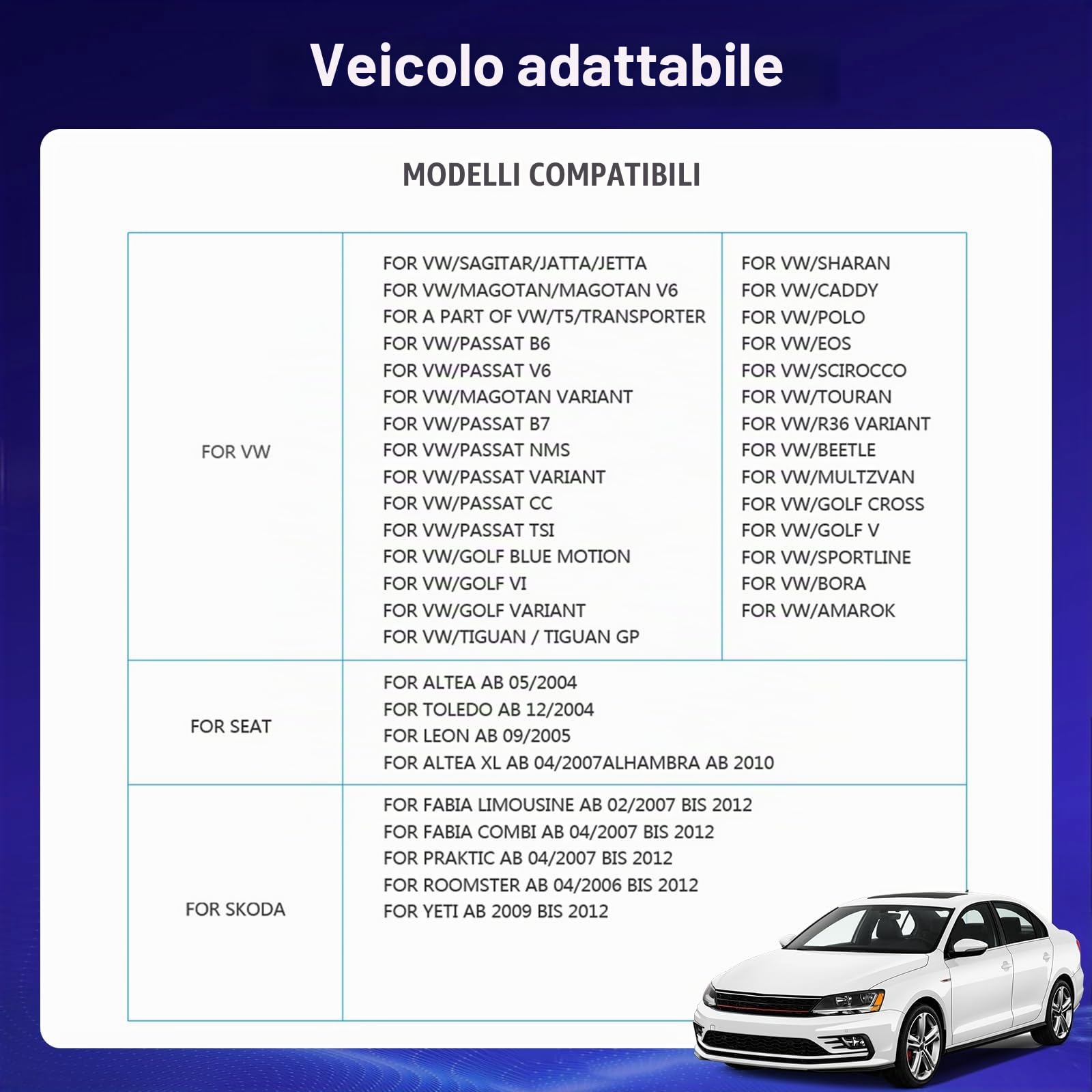 [4G+64G] Android Autoradio per VW Volkswagen Jetta Passat Seat Golf Tiguan Skoda Polo con Wireless Carplay & Android Auto, Schermo Touch 7 pollici con GPS, WiFi, Bluetooth 5.0, Radio FM/RDS,32EQ