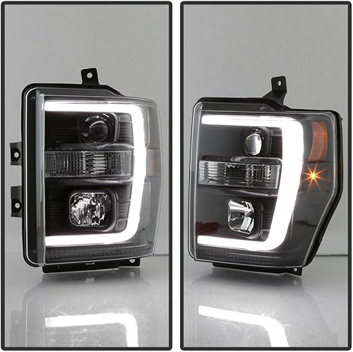 Miniatura 2 de ACANII - Para negro 2008 2009 2010 Ford F250 F350 Superduty Pickup LED tubo proyector faros faros Set izquierdo+derecho