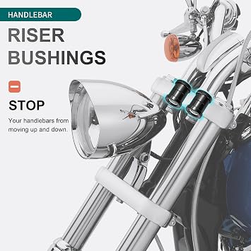 MoKitDora Polyurethane Handlebar Riser Bushings Damper Kit Compatible with Harley 1973-2017 Softail Dyna FXR 1973-up Sportster XL, Black&Chrome