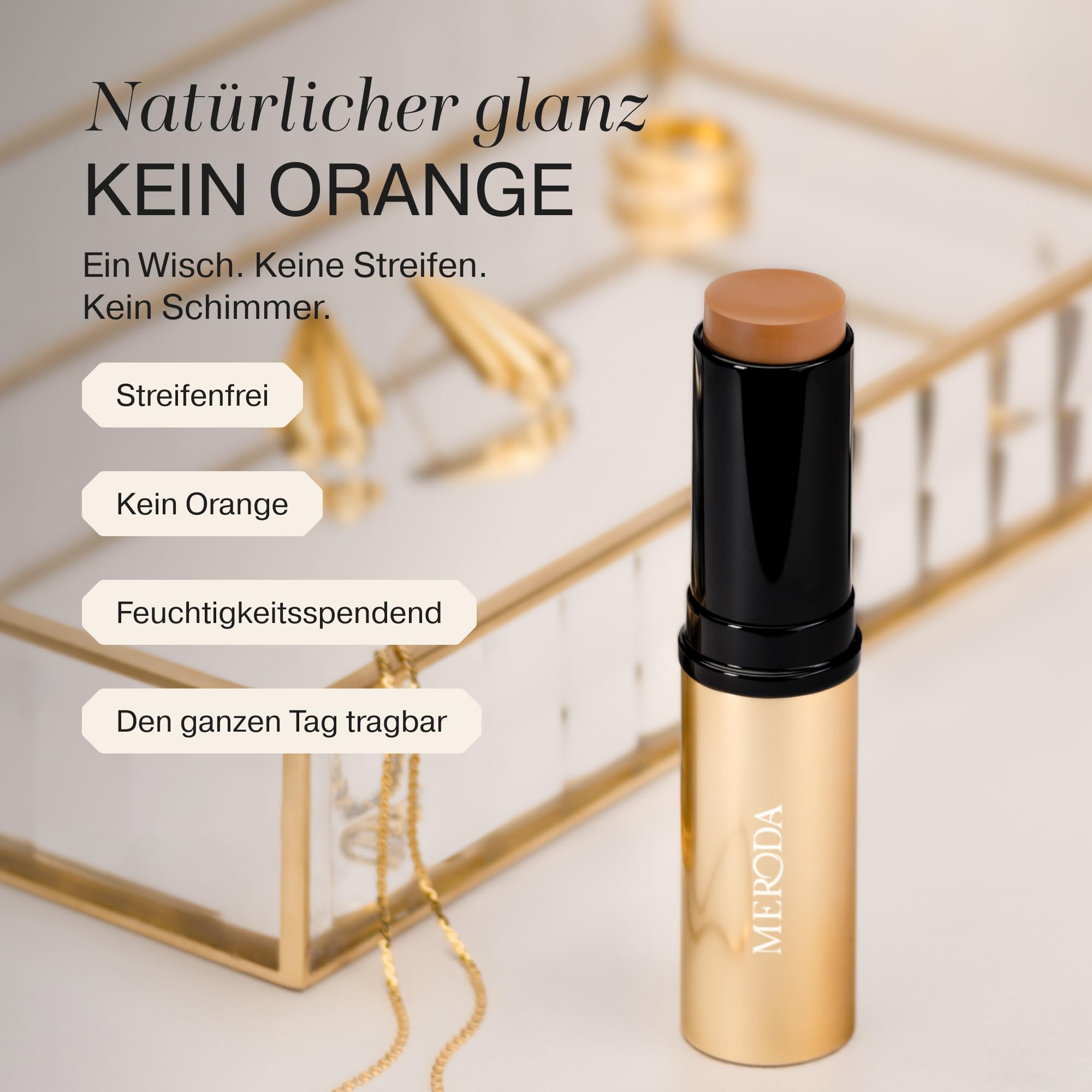 MERODA® Soft Tan Bronzer Stick [CREMIGE TEXTUR] - Bronzerstift Streifenfrei & Leicht zu Verblenden - Make Up Bronzingstick mit 24 Stunden Halt & Feuchtigkeit - Für Natürlichen Glow & Bräunungseffekt