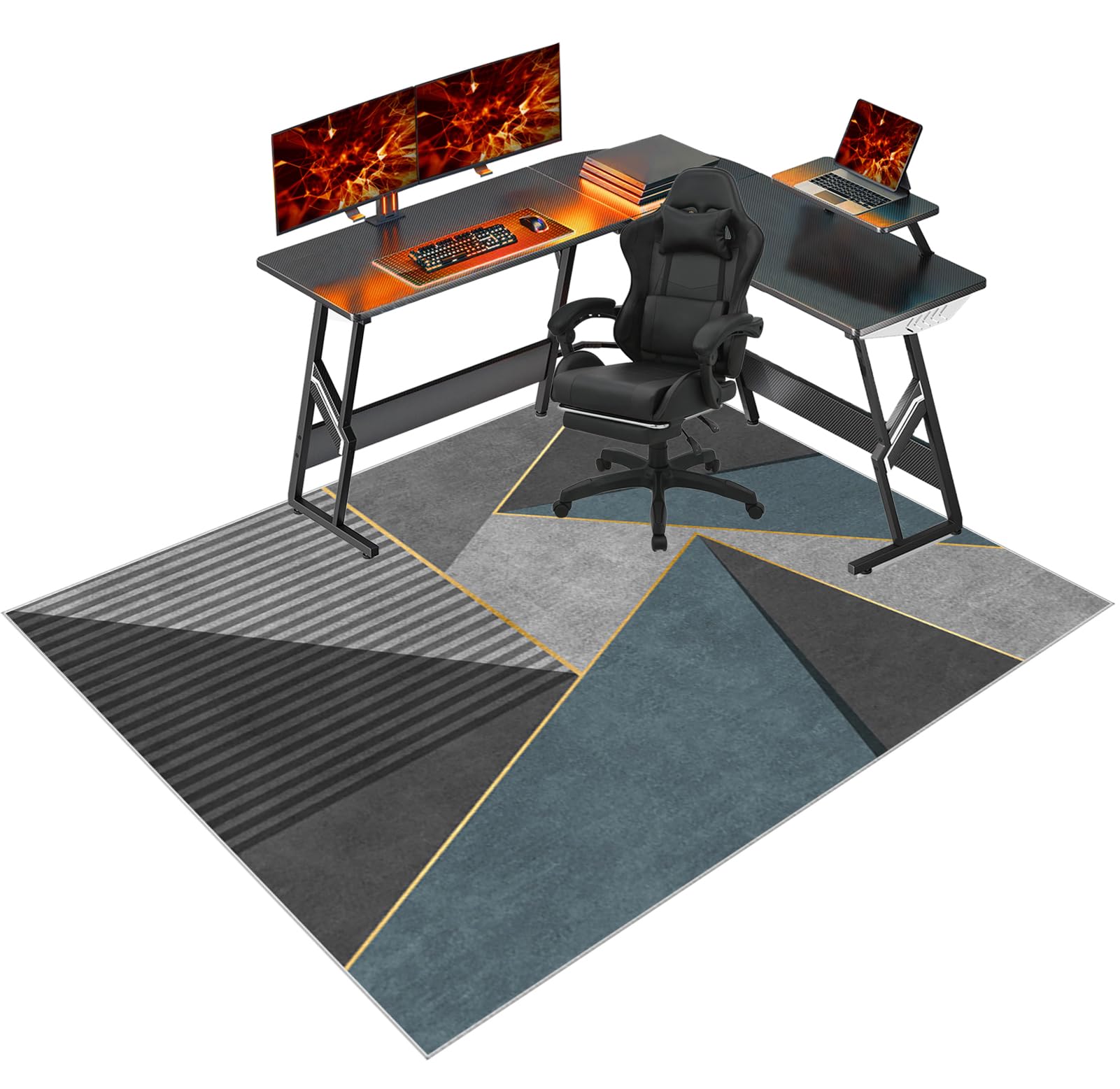 Heavy Duty Office Chair Mats for Carpeted Floor, Computer Floor Mat for Hardwood Floors, Large Anti-Slip Desk Chair Mat, Home Multi-Purpose Low-Pile Carpet, Rolling Chairs Glides Easily 90 x 120 cm