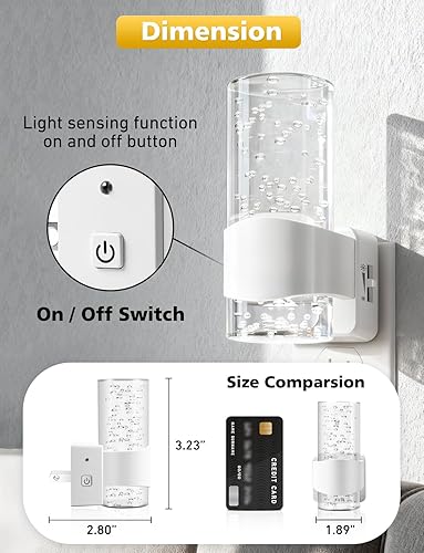Miniatura 5 de Luces nocturnas enchufables en la pared, luz nocturna LED regulable con sensor de crepúsculo a amanecer, luz nocturna enchufable con brillo