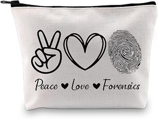 Forensic Gift Peace Love Makeup Bag Cosmetic Bag Zipper Travel Bag (Peace Love Forensics MB)