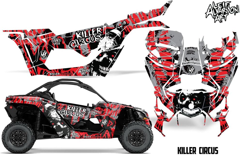 Savage Kits UTV Graphics kit Sticker Decal Compatible with Can Am Maverick X3/X DS/X RS 2016+ - Killer Circus Red
